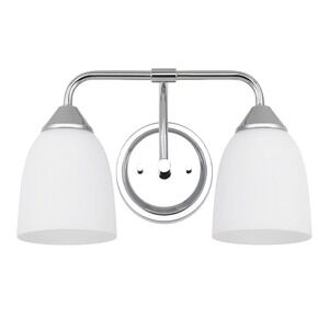 Ntsunxeko 2-Light Chrome Bathroom Vanity Light Frosted Glass VA0043-2-CHR